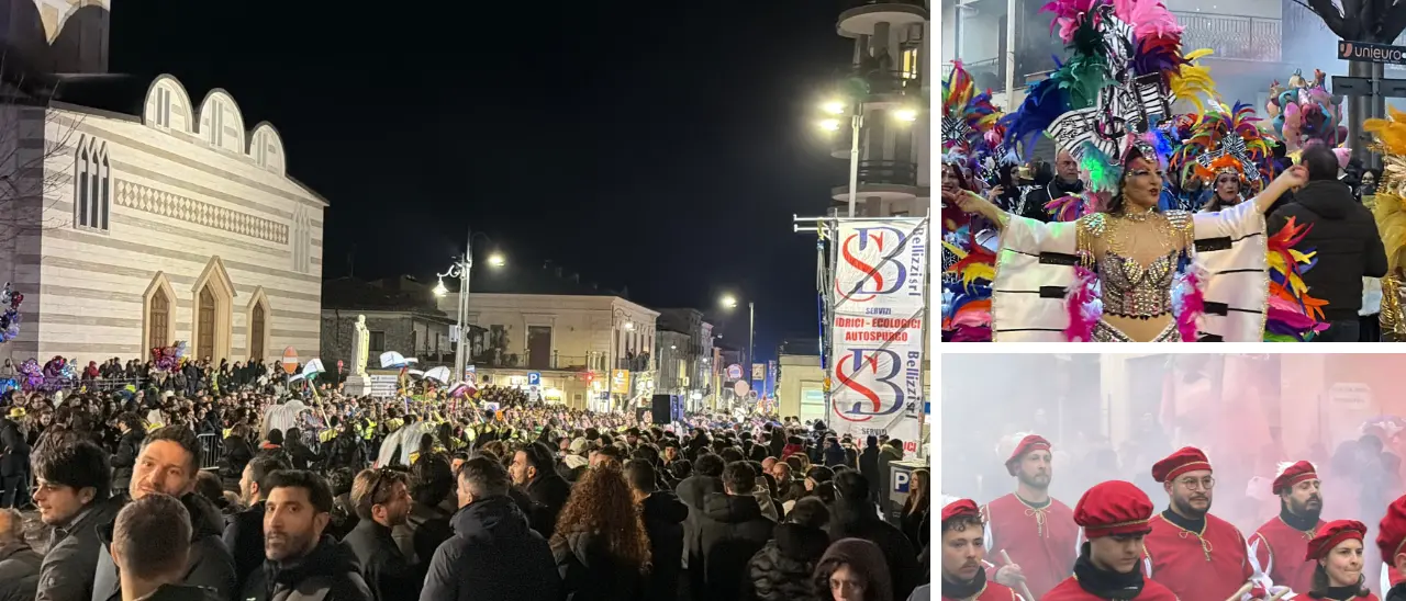 Castrovillari in festa per il\u00A0Carnevale:\u00A0alla sfilata dei carri oltre 30mila persone tra musica, colori e tradizioni\n