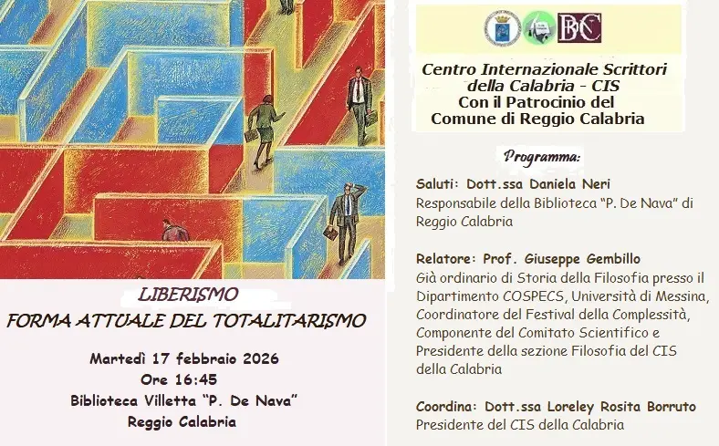 Alla Biblioteca De Nava\u00A0la conferenza del Cis della Calabria: “Liberismo forma attuale del totalitarismo”\n