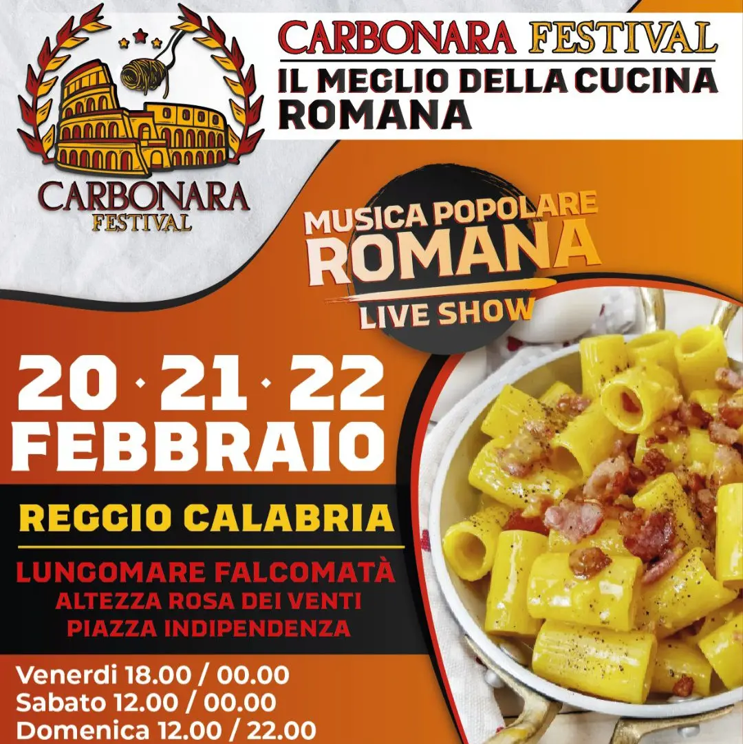 “Carbonara Festival ”: A Reggio grande evento di street food dal 20 al 22 febbraio\n