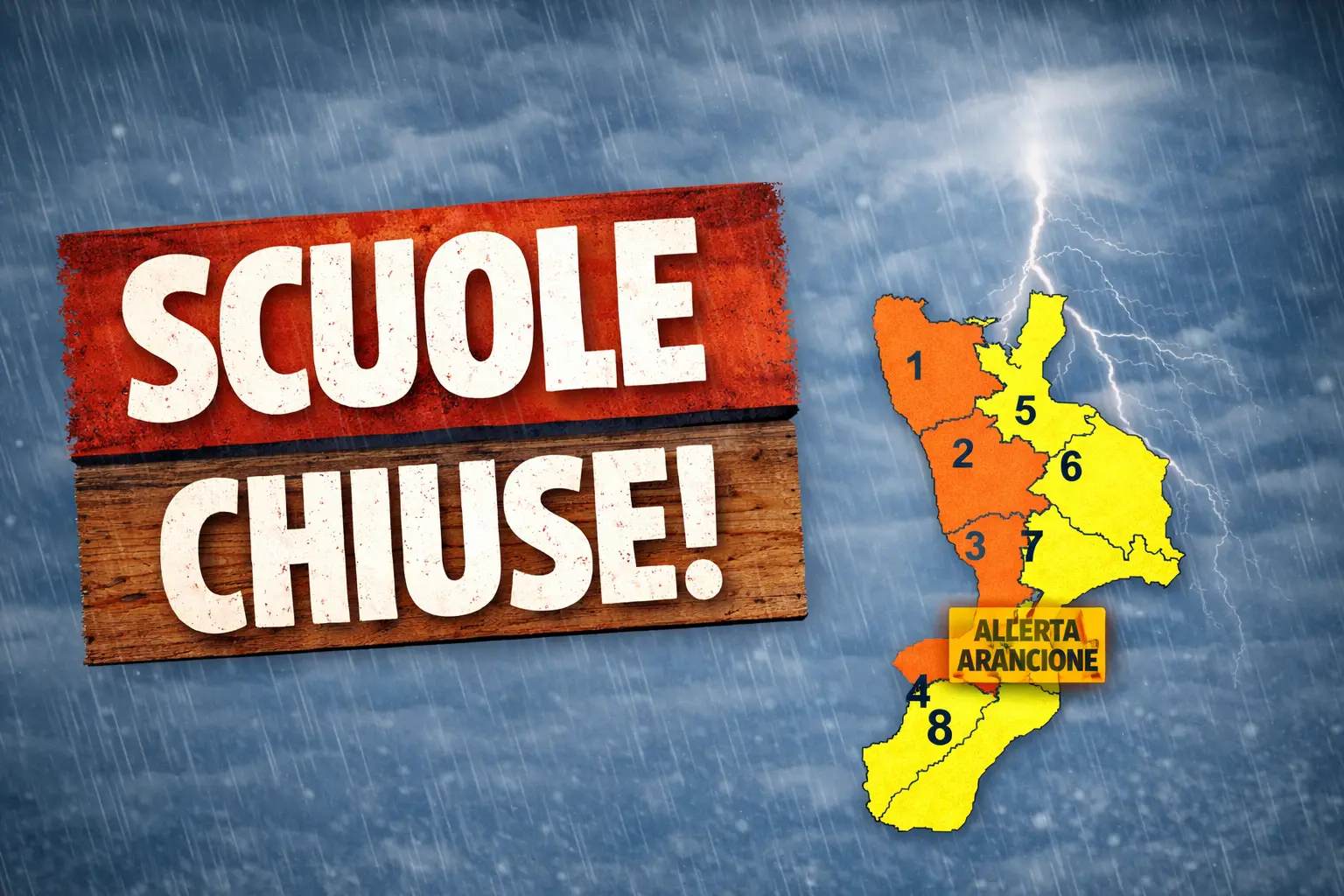 Scuole chiuse nel Vibonese, l’elenco aggiornato dei Comuni che hanno adottato l’ordinanza in seguito all’allerta meteo arancione\n