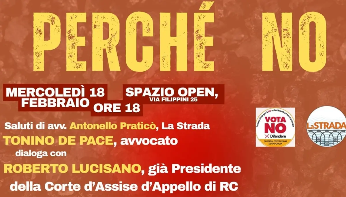 “Perché No”, a Reggio\u00A0domani incontro pubblico allo Spazio Open\n