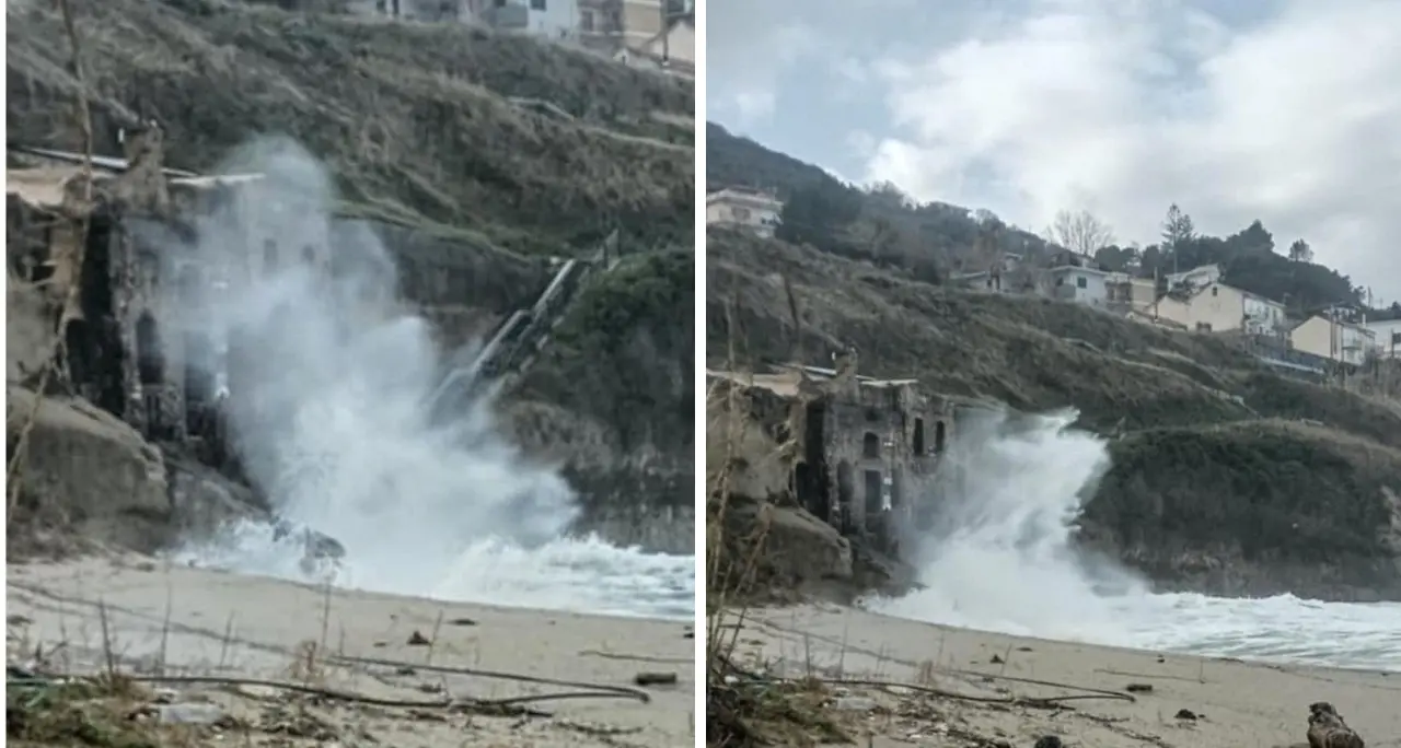 Pizzo, la furia del mare\u00A0non risparmia la Chiesetta di Piedigrotta: le onde si abbattono sulla facciata\n