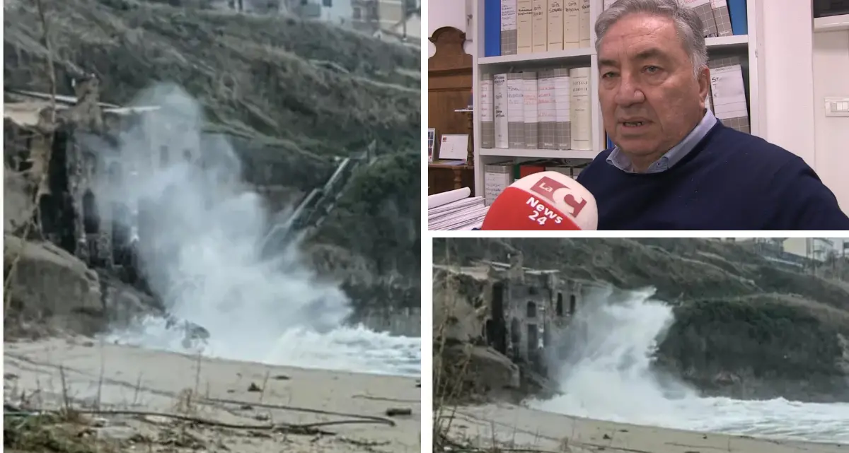 La furia del mare sulla Chiesetta di Piedigrotta, il sindaco di Pizzo: «Ingresso già vietato per il maltempo, a breve via al restauro»\n