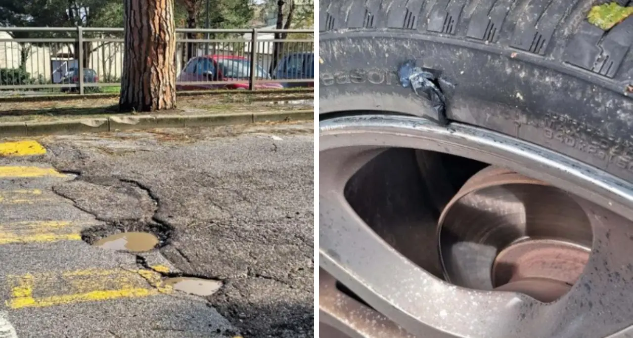 Profonda buca in viale della Pace a Vibo: le auto ci rimettono gli pneumatici e fanno la gioia dei gommisti\n