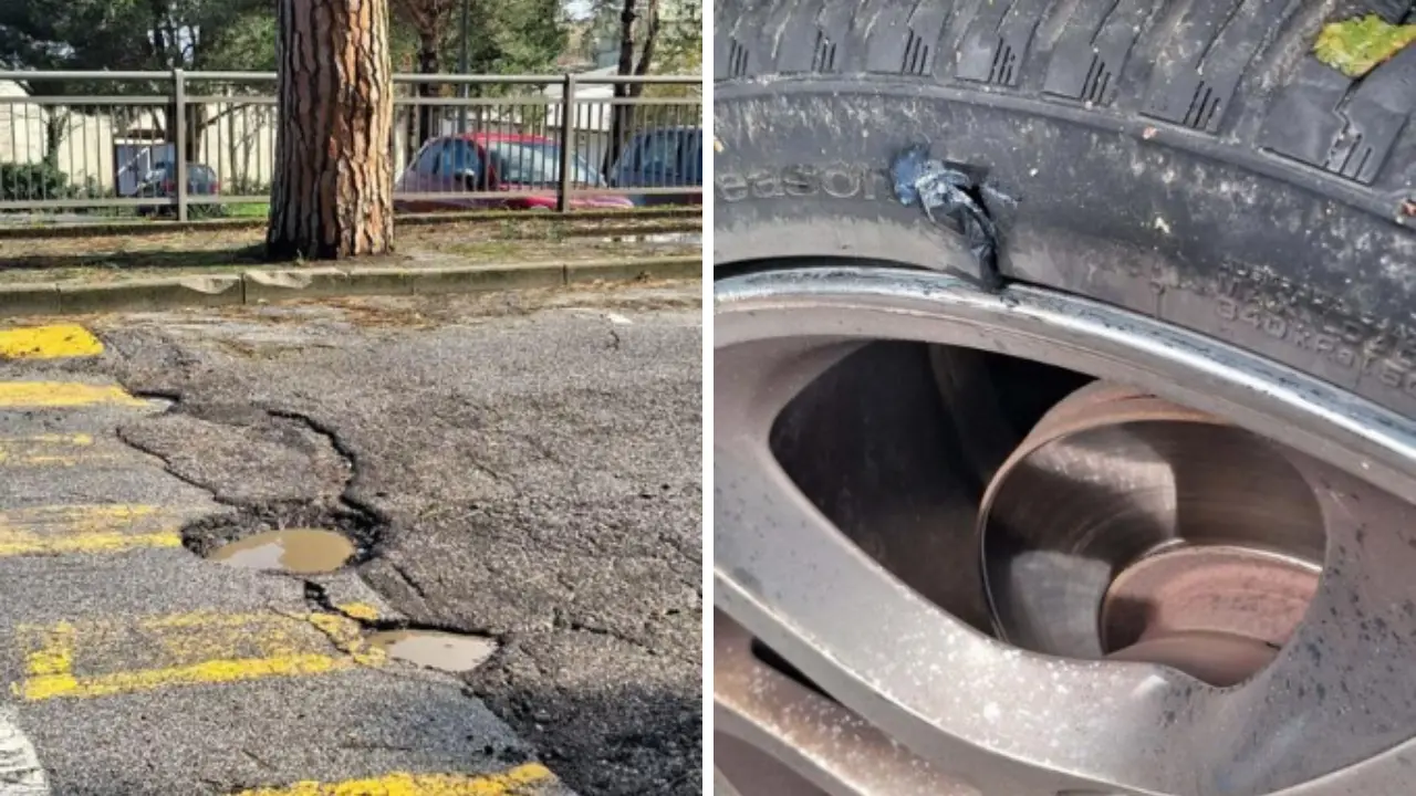 Profonda buca in viale della Pace a Vibo: le auto ci rimettono gli pneumatici e fanno la gioia dei gommisti\n
