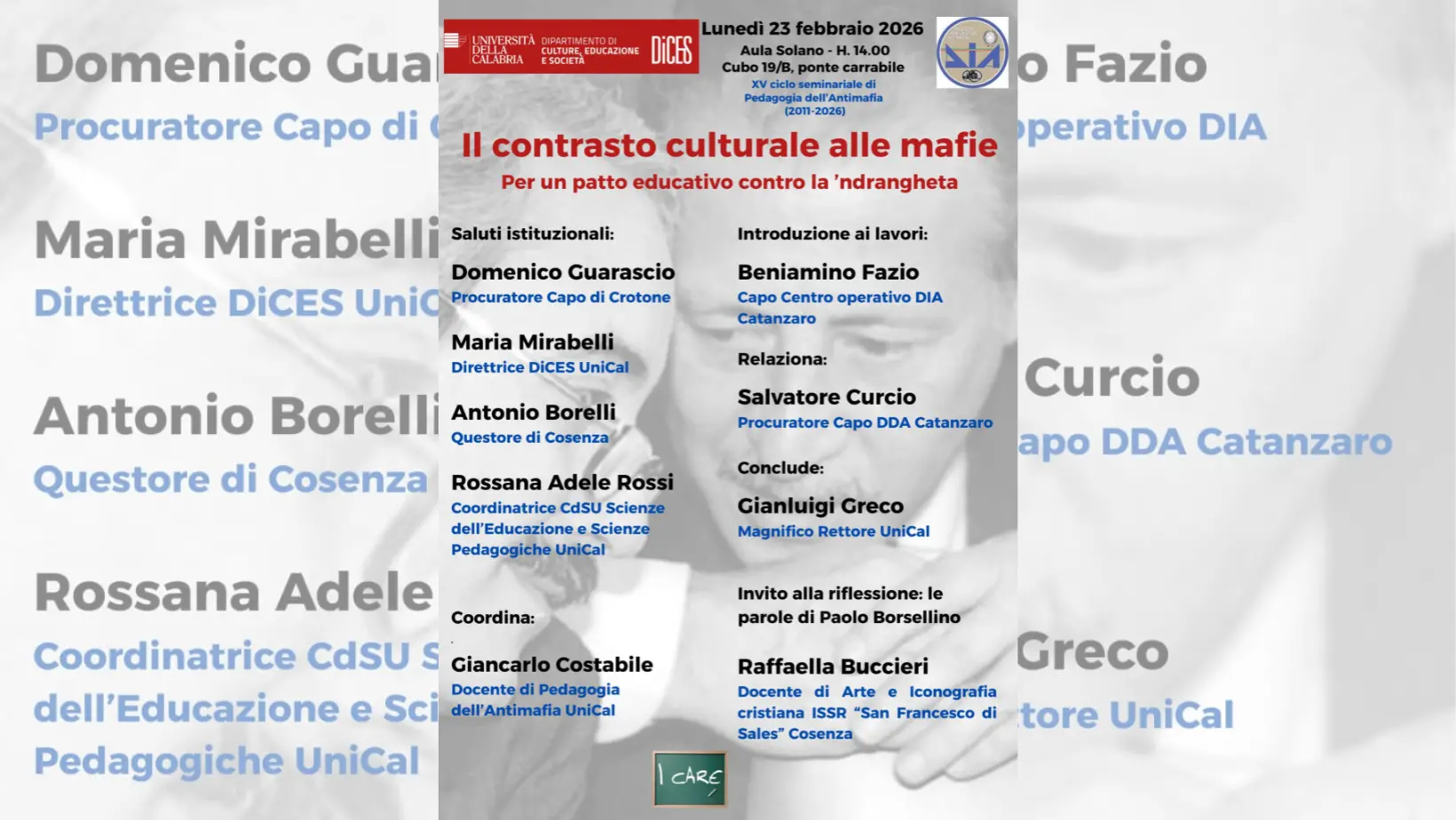 Patto educativo contro la ’ndrangheta,\u00A0Unical e Dia\u00A0promuovono un incontro con il procuratore di Catanzaro Curcio\n