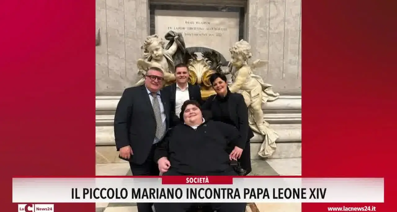 Il piccolo Mariano incontra Papa Leone XIV