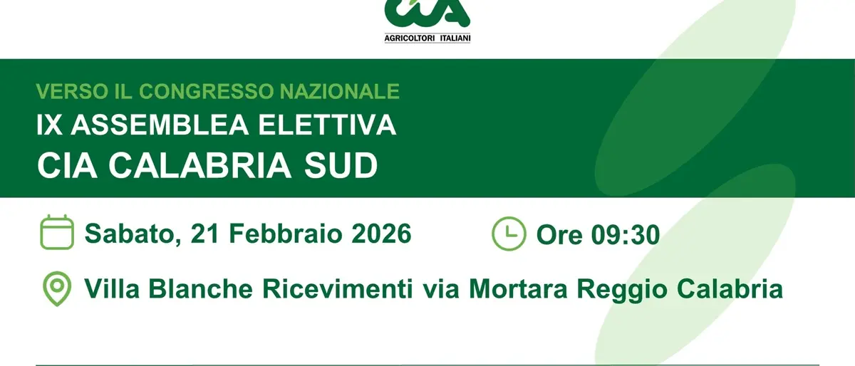 Sabato a Mortara la IX Assemblea Elettiva Cia Calabria Sud\n