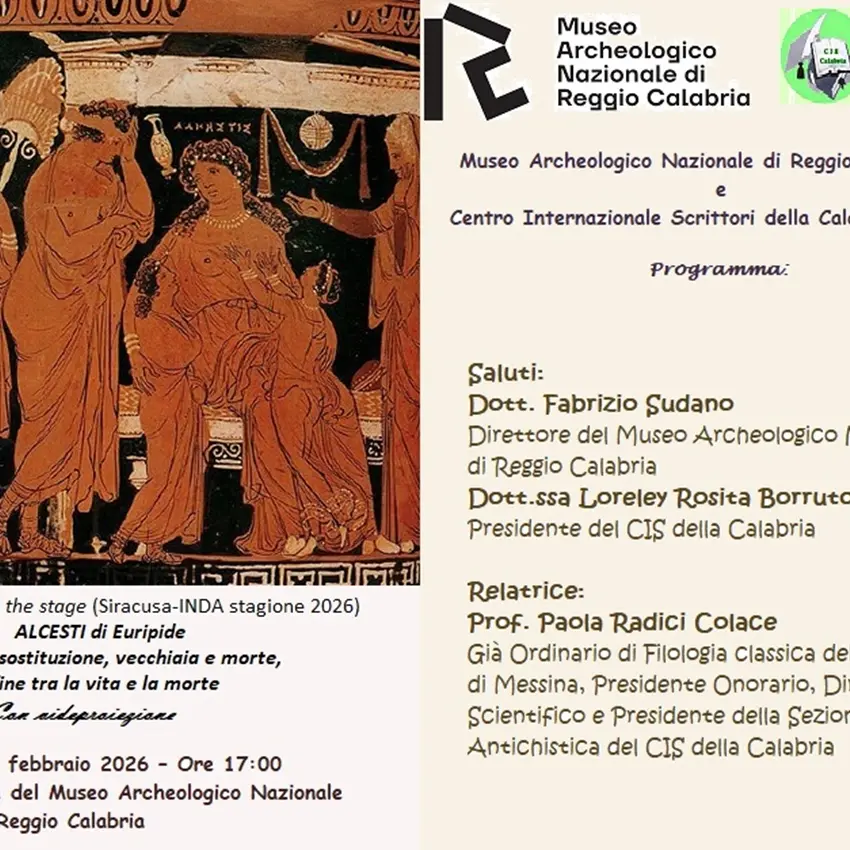 Al museo di Reggio l’incontro su\u00A0“Alcesti di Euripide. Morte per sostituzione, vecchiaia e morte, il confine tra la vita e la morte”\n