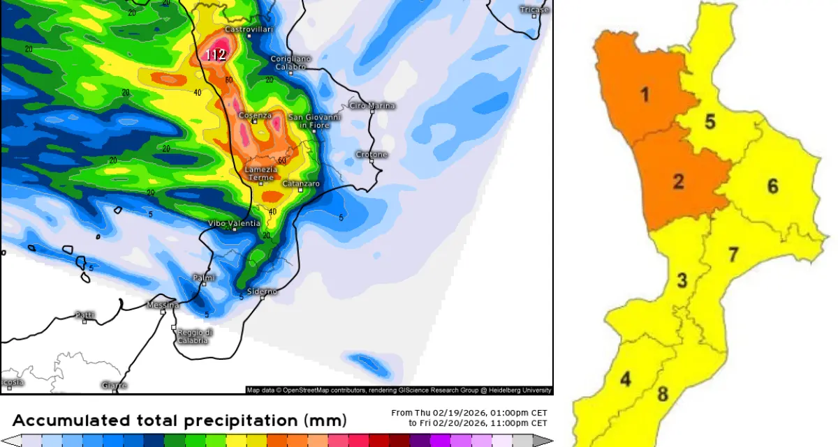 <p>Arriva Pedro, l’ultimo <span style=\"color:hsl(0, 75%, 60%);\">ciclone sulla Calabria</span>: da stasera piogge intense e forte vento. Allerta arancione nel Cosentino </p>