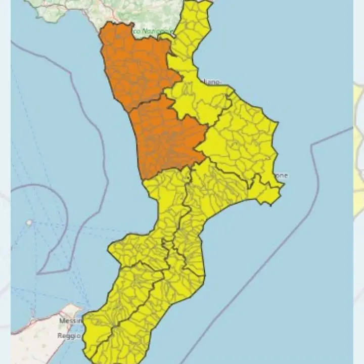 Protezione civile Calabria, allerta arancione su Tirreno cosentino e aree interne