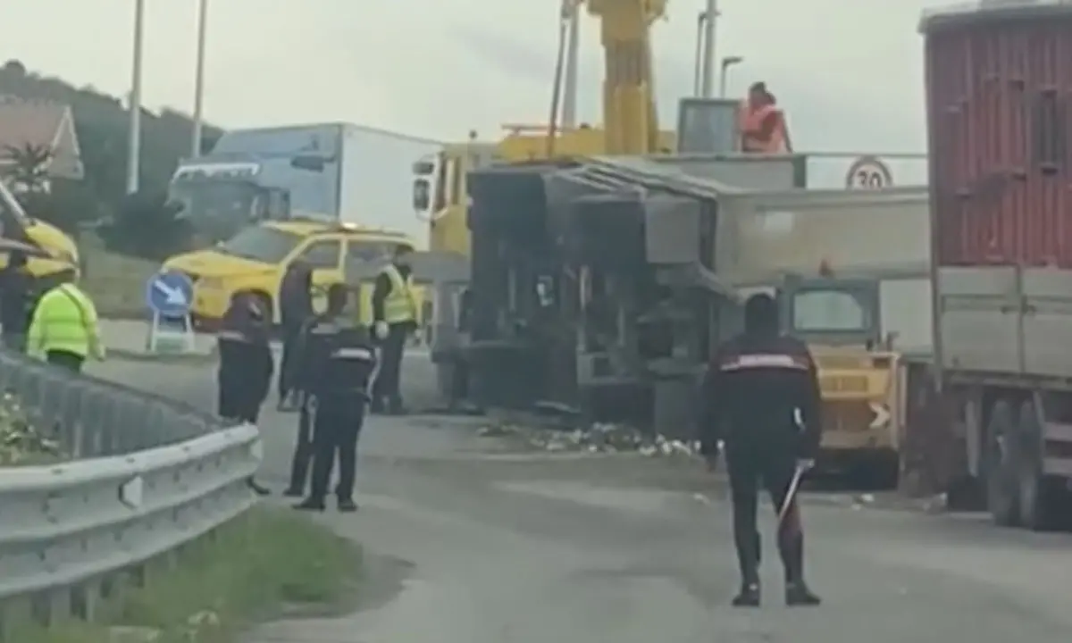 Mandatoriccio, si ribalta un autotreno: tragedia evitata\n