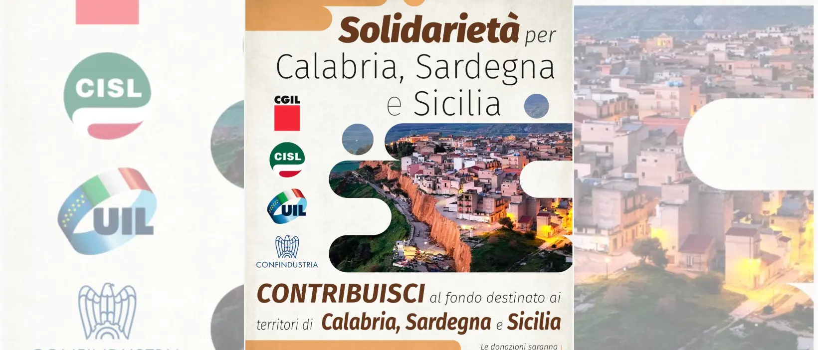 I sindacati confederali e Confindustria lanciano una raccolta fondi per le popolazioni colpite dal maltempo\n