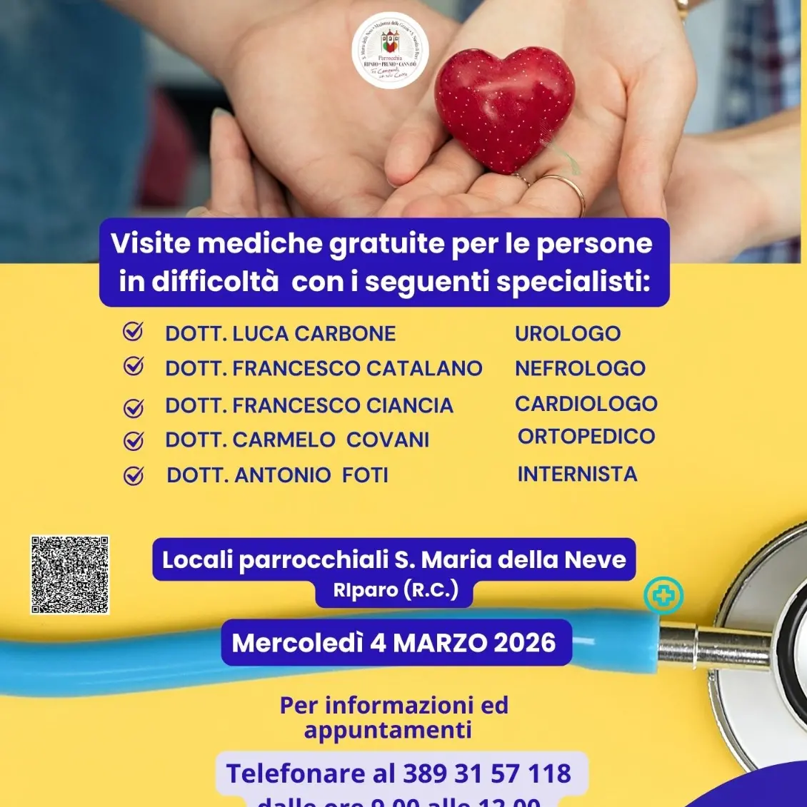 Visite specialistiche gratuite a Riparo: la Parrocchia al fianco delle famiglie in difficoltà\n