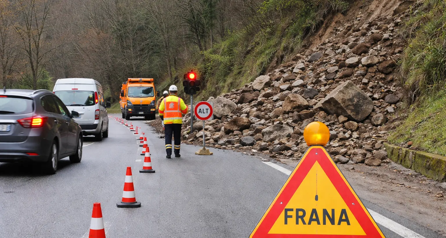 Frana a Colosimi, chiusa una corsia della Statale 19: traffico regolato a senso unico alternato\n