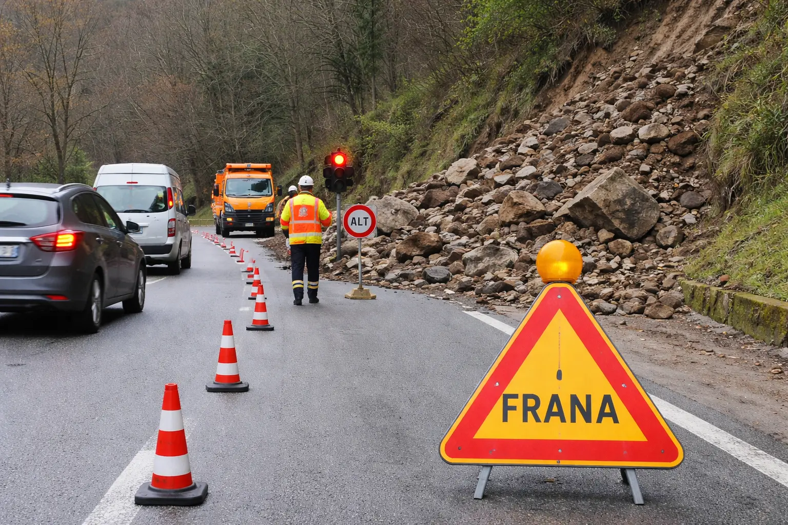 Frana a Colosimi, chiusa una corsia della Statale 19: traffico regolato a senso unico alternato\n