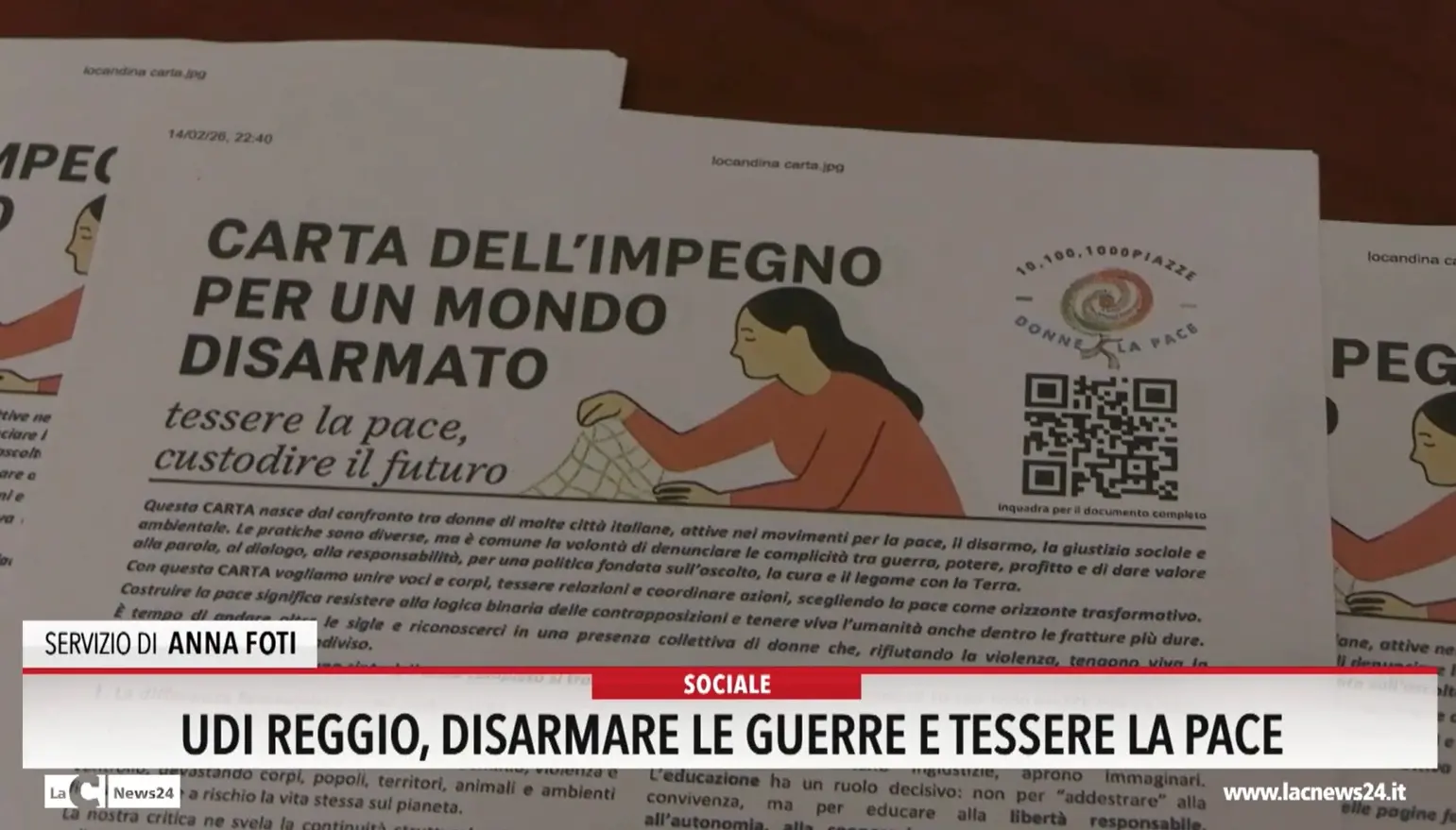 Udi, Reggio: «Disarmare le guerre e tessere la pace»