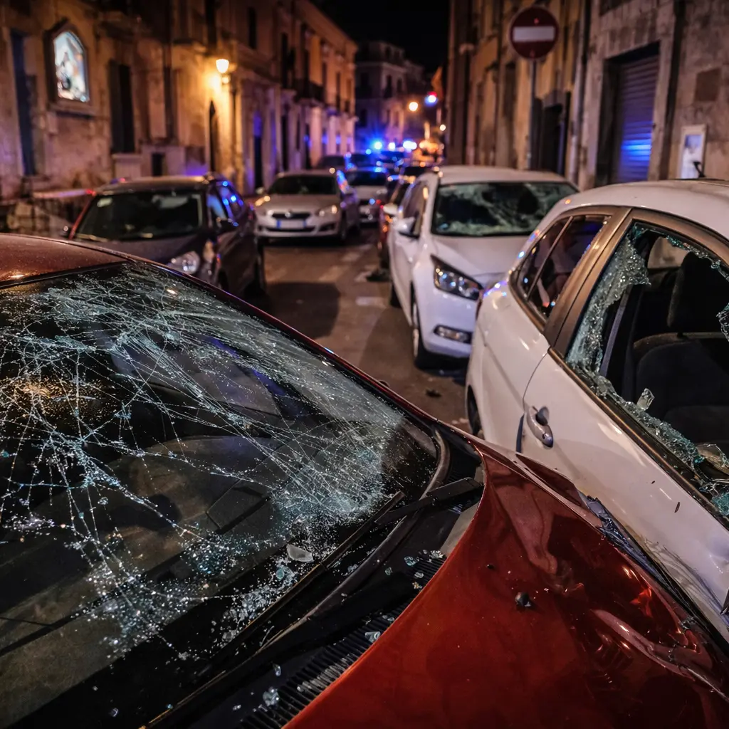 Vandalismi nel centro storico di Rossano: auto distrutte nella notte, città in allarme\n