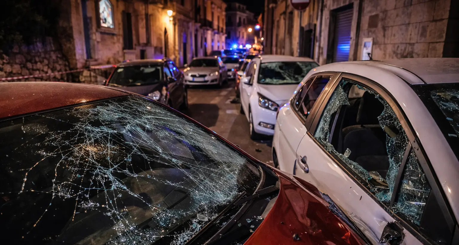 Vandalismi nel centro storico di Rossano: auto distrutte nella notte, città in allarme\n