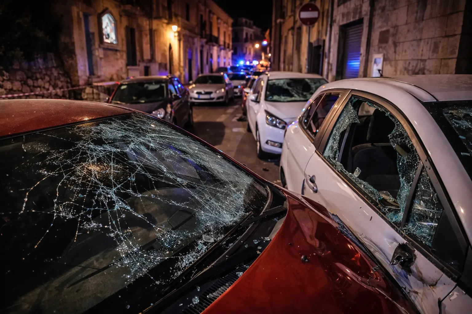 Vandalismi nel centro storico di Rossano: auto distrutte nella notte, città in allarme\n