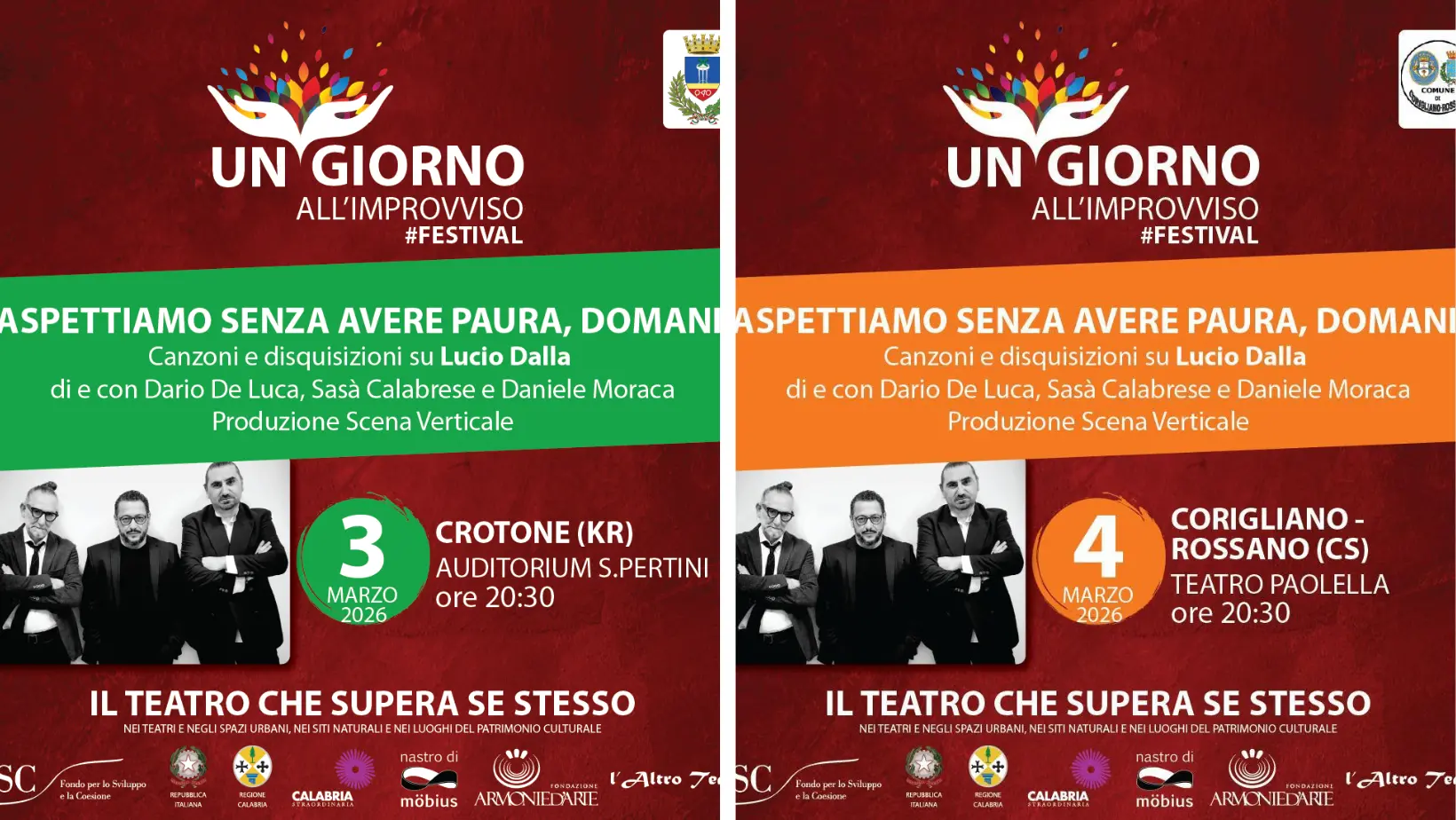 A Crotone e Corigliano Rossano lo spettacolo omaggio a Lucio Dalla\u00A0“Aspettiamo senza avere paura, domani”\n