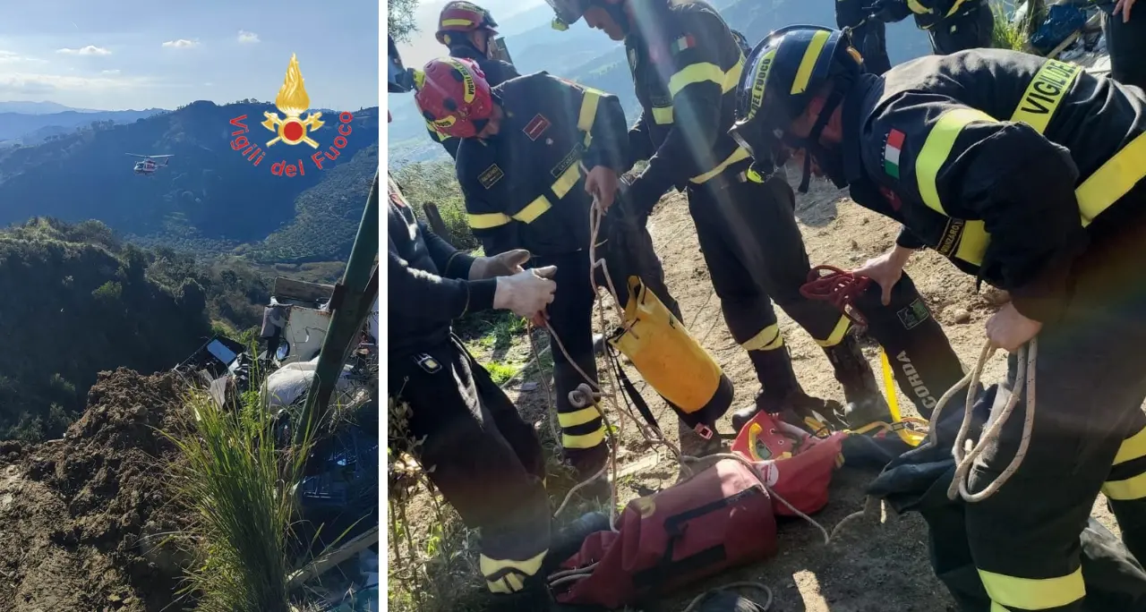 Catanzaro, camion precipita in un burrone per\u00A0diverse centinaia di metri: in corso il recupero del conducente\n
