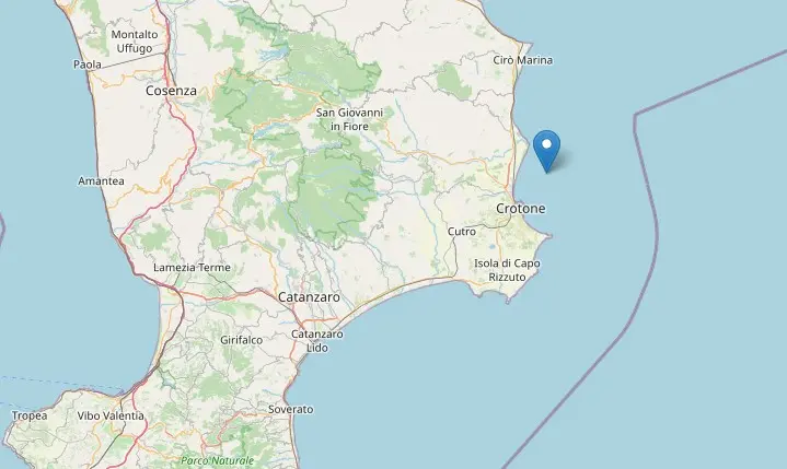Terremoto a Crotone, scossa di magnitudo 3.5 davanti alla costa ionica calabrese\n