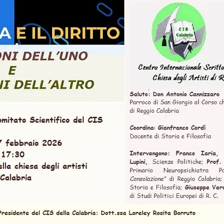 A Reggio l’incontro “La forza e il diritto: le ragioni dell’uno e le ragioni dell’altro”\n