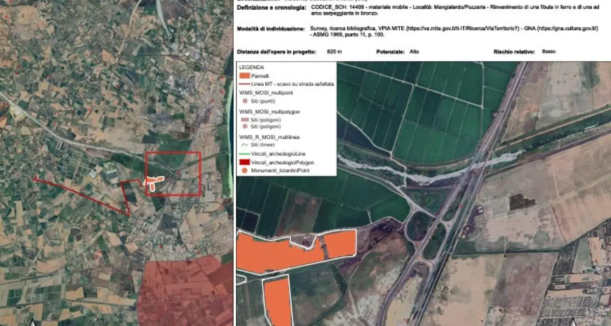 Maxi agrivoltaico nella Sibaritide: 20 ettari, 15mila pannelli e valutazioni sul rischio archeologico\n