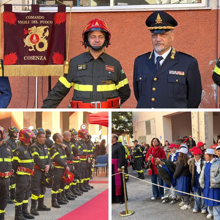 <p>Cosenza, celebrazioni per l’87° anniversario del corpo dei <span style=\"color:hsl(0, 75%, 60%);\">Vigili del Fuoco</span></p>