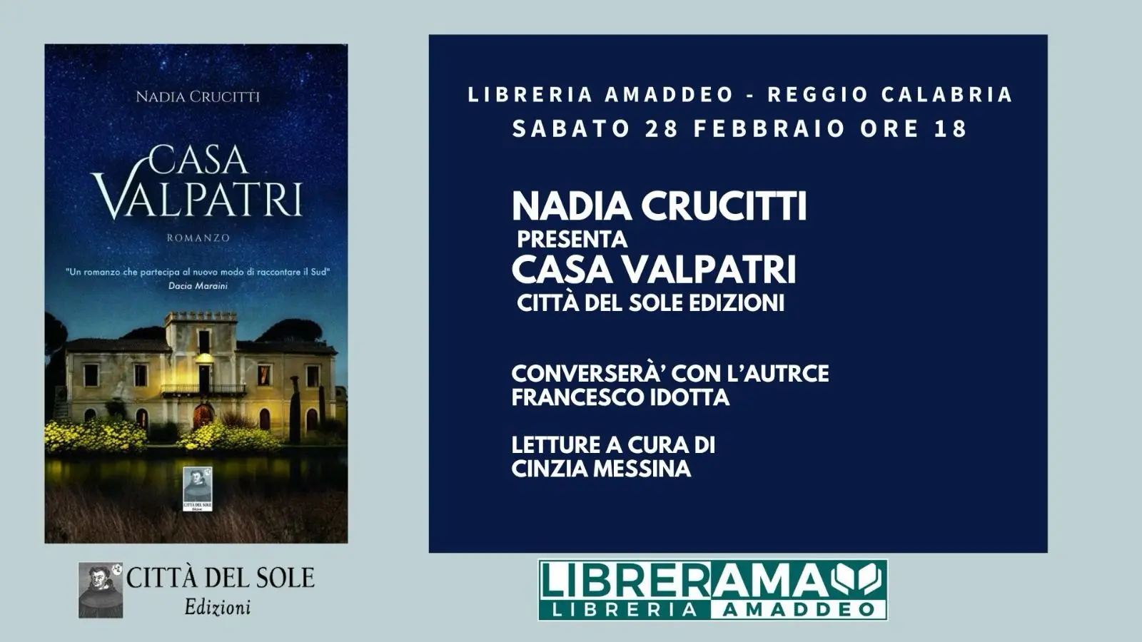 Reggio,\u00A0Nadia Crucitti presenta “Casa Valpatri” alla libreria Amaddeo\n