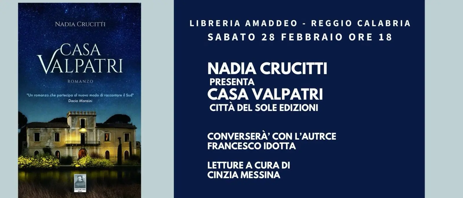 Reggio,\u00A0Nadia Crucitti presenta “Casa Valpatri” alla libreria Amaddeo\n
