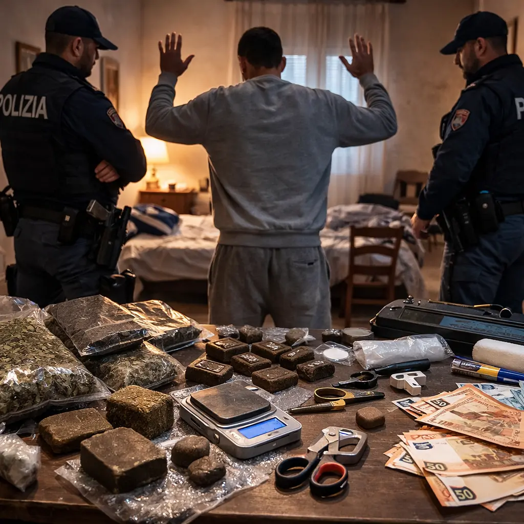 Beccato con l’hashish nelle mutande mentre pesa droga in pigiama: convalidati due arresti a Mendicino\n