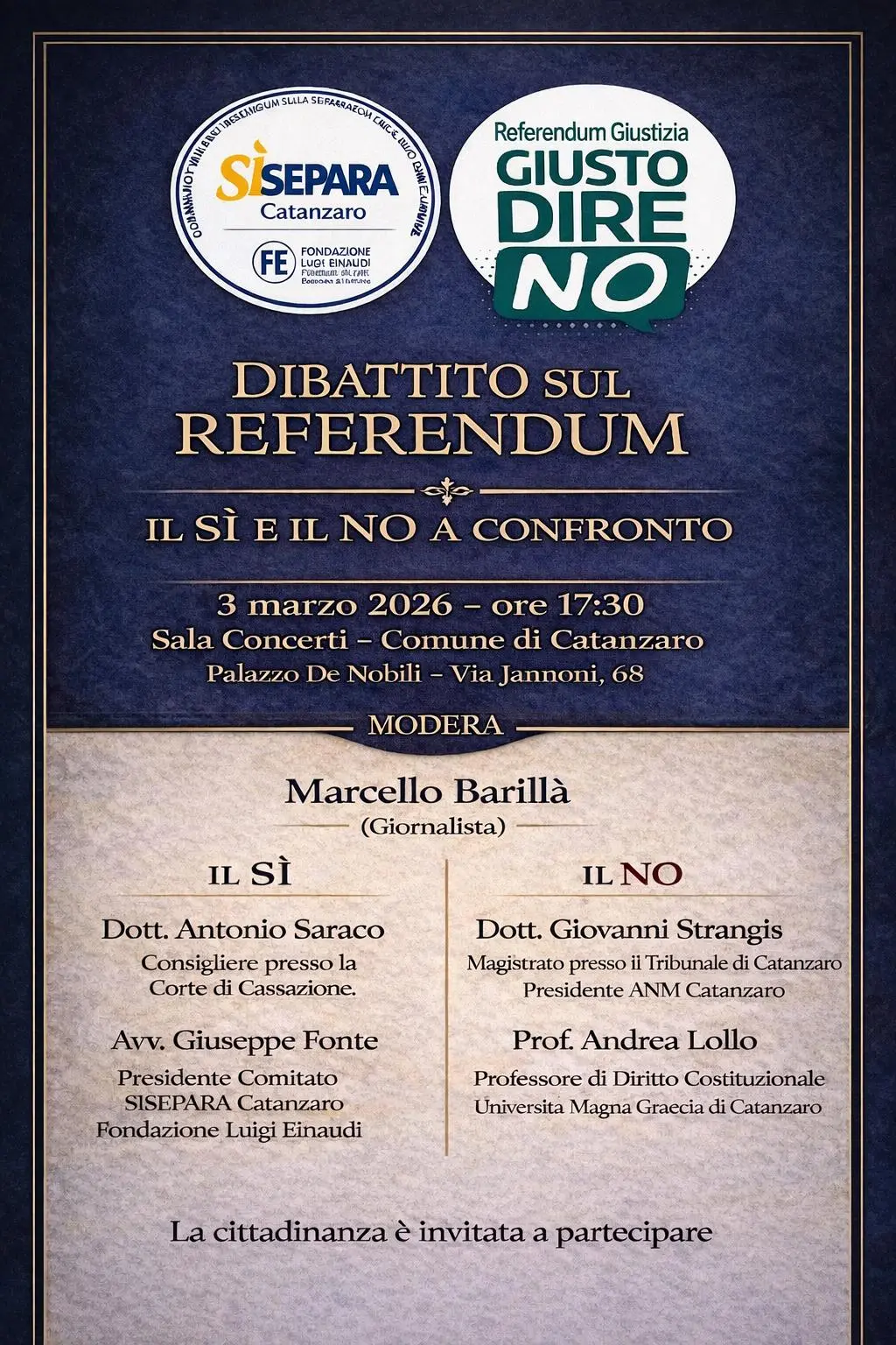 Referendum giustizia, le ragioni del sì e del no in un dibattito a Palazzo De Nobili\n
