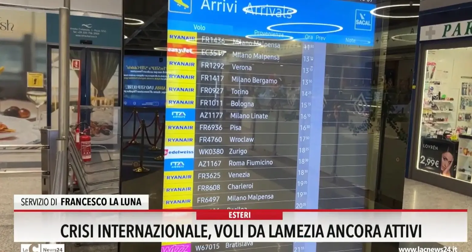 Crisi internazionale, voli da Lamezia ancora attivi