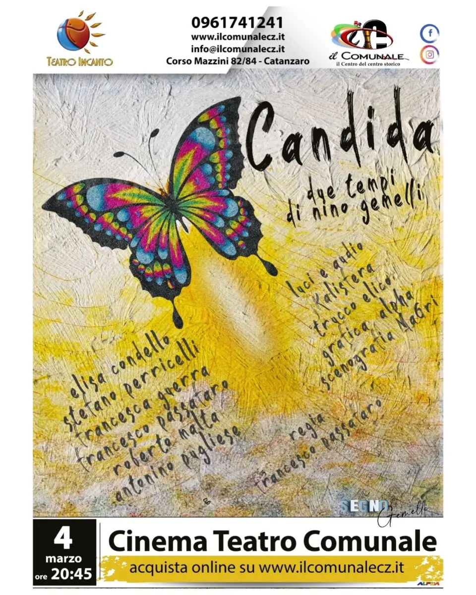 “Nel segno di Gemelli”, tutto pronto per il secondo appuntamento della rassegna: mercoledì 4 marzo al Teatro Comunale arriva “Candida”\n