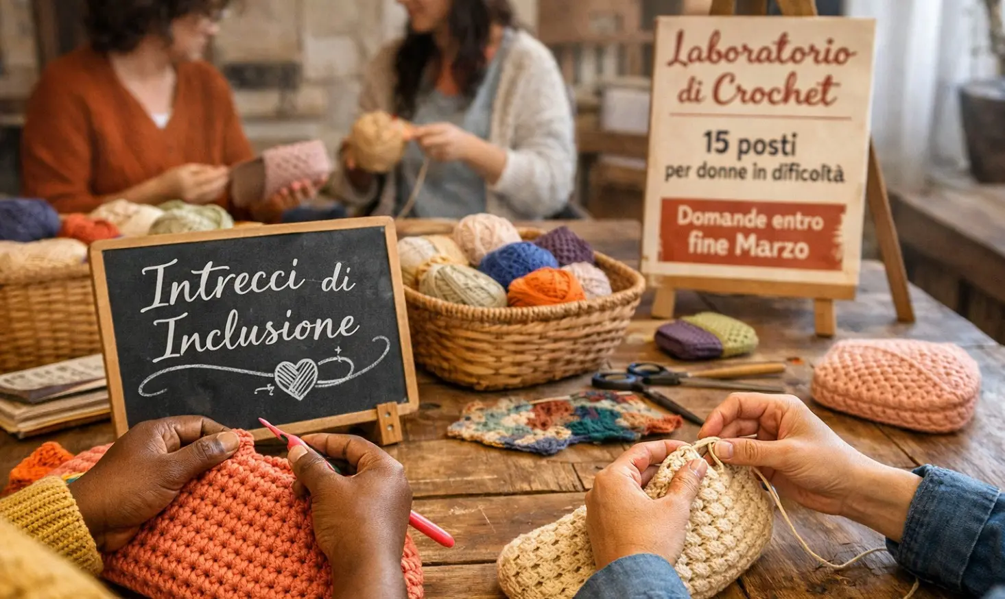 “Intrecci di Inclusione”, domande entro fine marzo per il laboratorio di crochet: 15 posti per donne in condizioni di fragilità\n