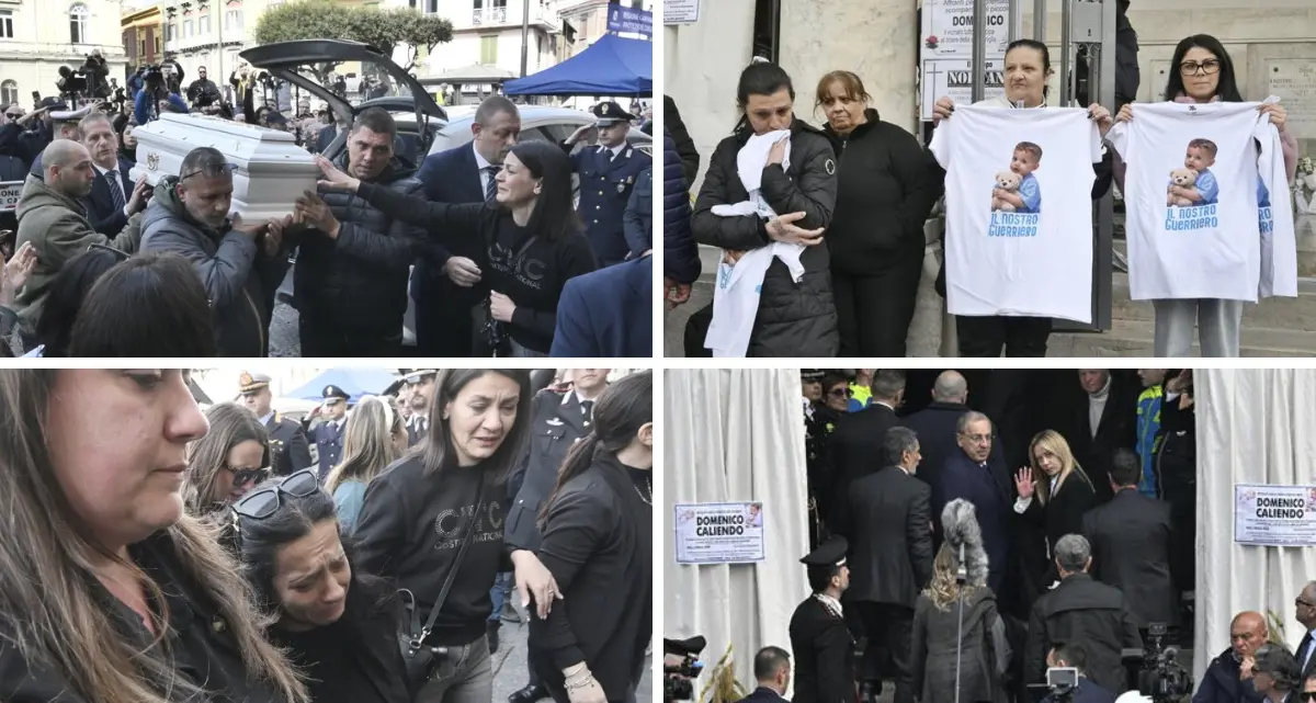 A Nola i funerali del piccolo Domenico, il vescovo: «Tragedia che ci ha spezzato il cuore». Presente la premier Meloni\n