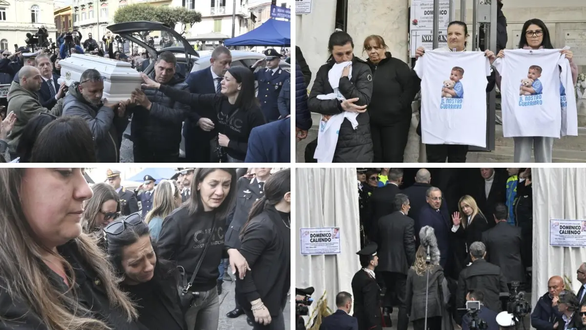 A Nola i funerali del piccolo Domenico, il vescovo: «Tragedia che ci ha spezzato il cuore». Presente la premier Meloni\n