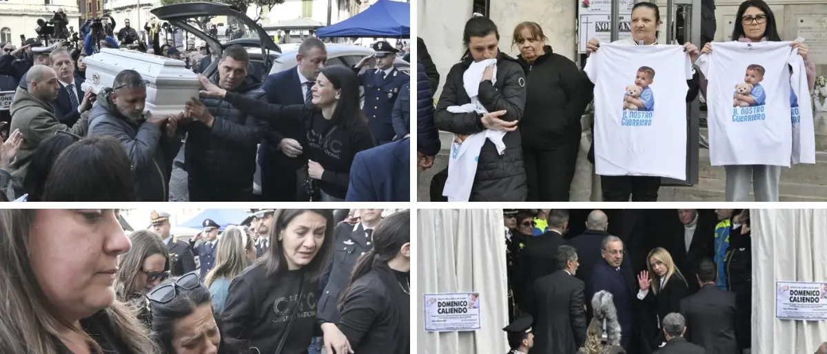A Nola i funerali del piccolo Domenico, il vescovo: «Tragedia che ci ha spezzato il cuore». Presente la premier Meloni\n