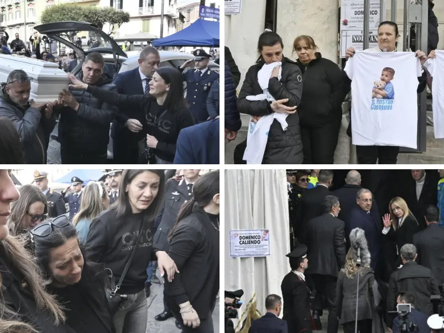 A Nola i funerali del piccolo Domenico, il vescovo: «Tragedia che ci ha spezzato il cuore». Presente la premier Meloni