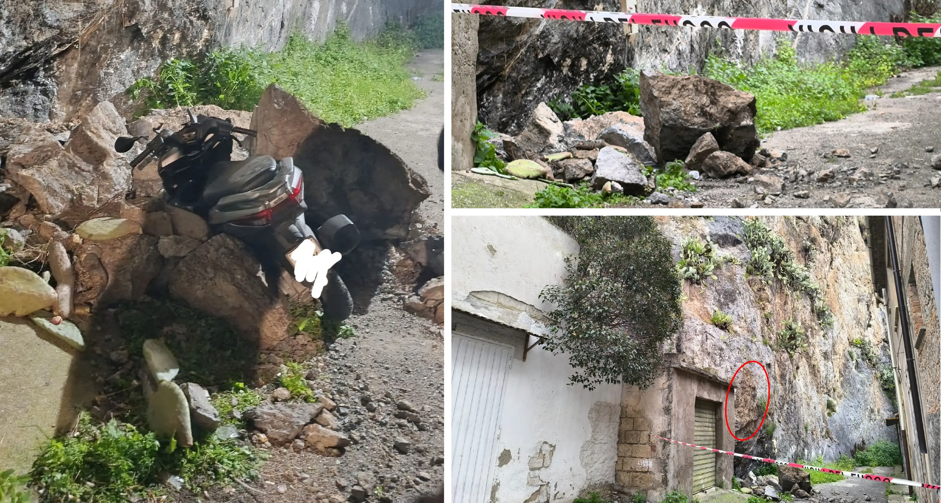 Cassano, nuovo crollo dalla Pietra del Castello: masso si stacca e colpisce uno scooter\n