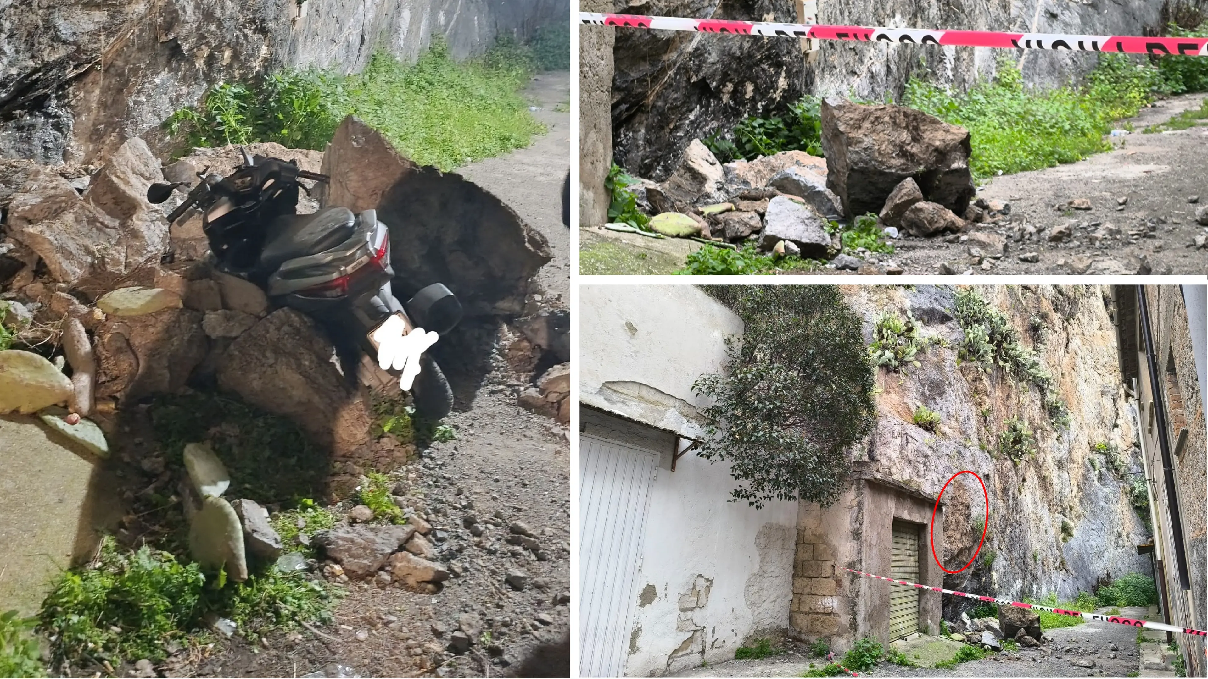 Cassano, nuovo crollo dalla Pietra del Castello: masso si stacca e colpisce uno scooter\n