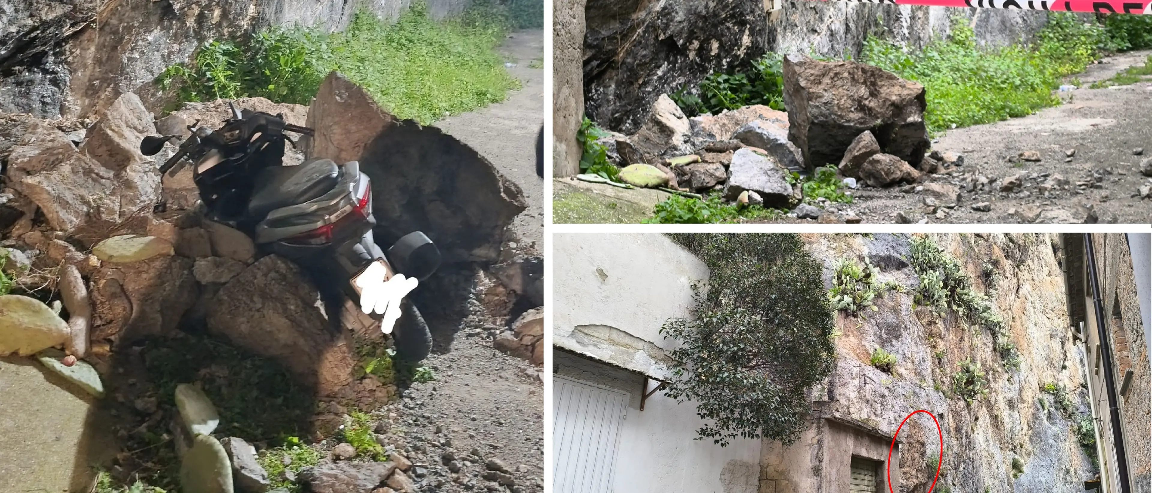 Cassano, nuovo crollo dalla Pietra del Castello: masso si stacca e colpisce uno scooter\n