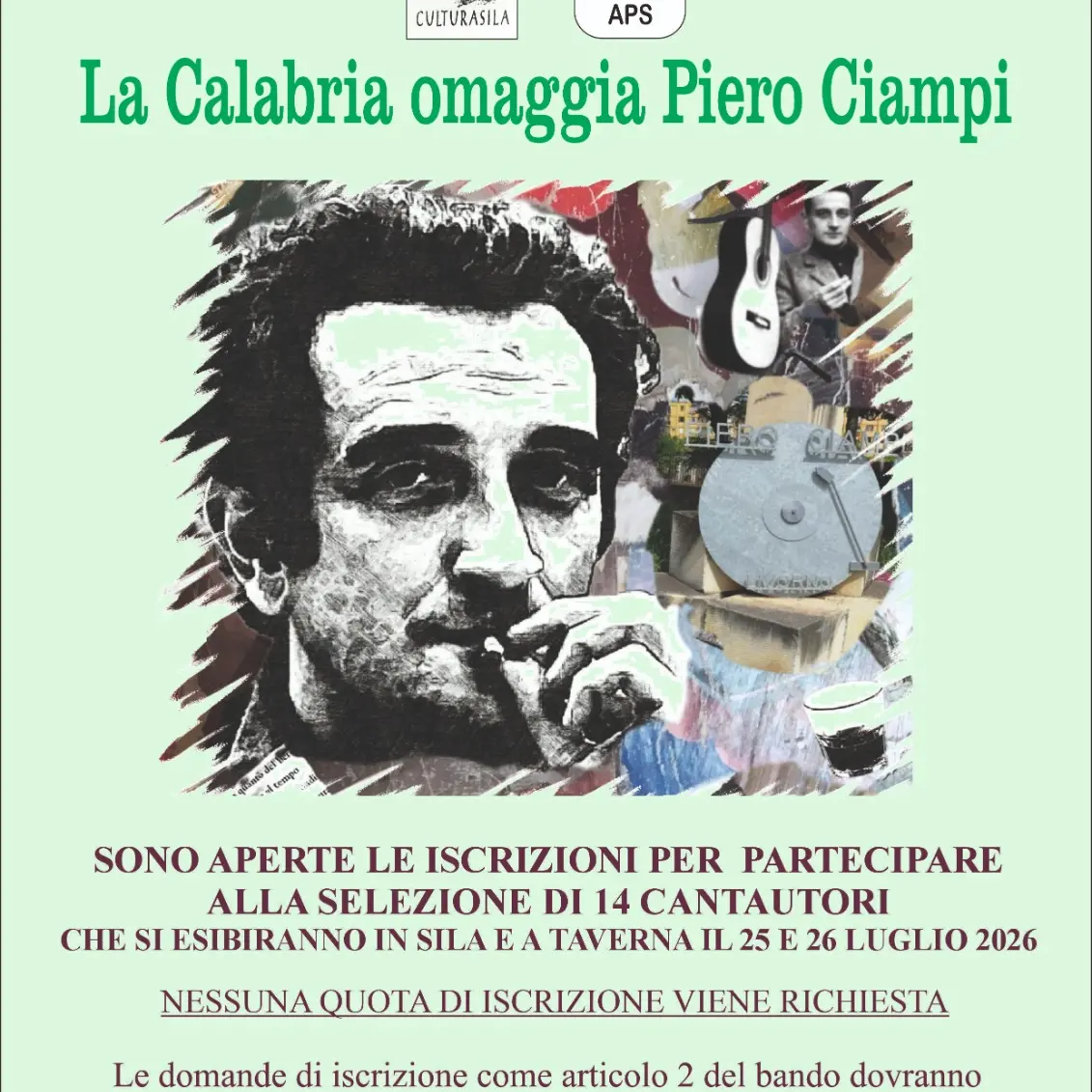 La Calabria omaggia Piero Ciampi, tutto pronto per la prima edizione dell’iniziativa che coinvolge i cantautori\u00A0calabresi\n