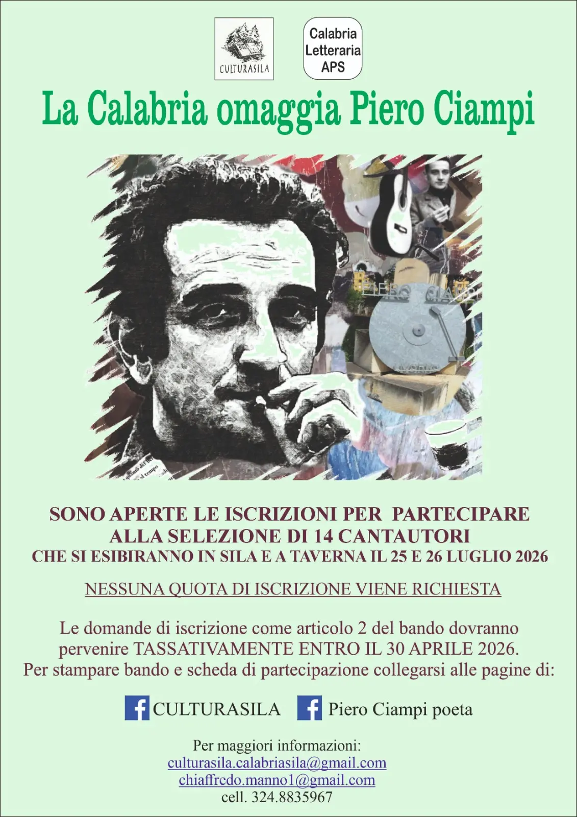 La Calabria omaggia Piero Ciampi, tutto pronto per la prima edizione dell’iniziativa che coinvolge i cantautori\u00A0calabresi\n