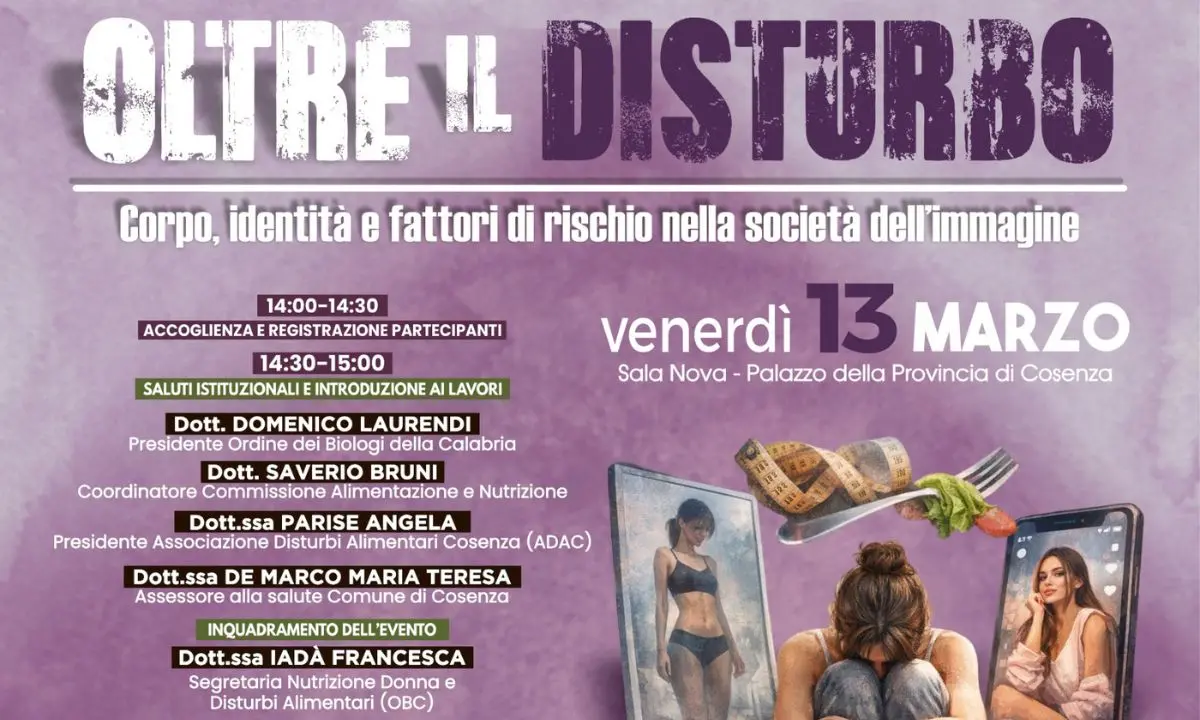 Disturbi alimentari, a Cosenza l’evento “Oltre il Disturbo” su corpo e identità\n