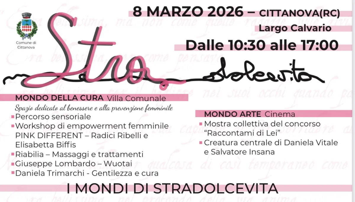8 marzo a Cittanova, “Stradolcevita” per\u00A0attraversare la bellezza delle donne\n