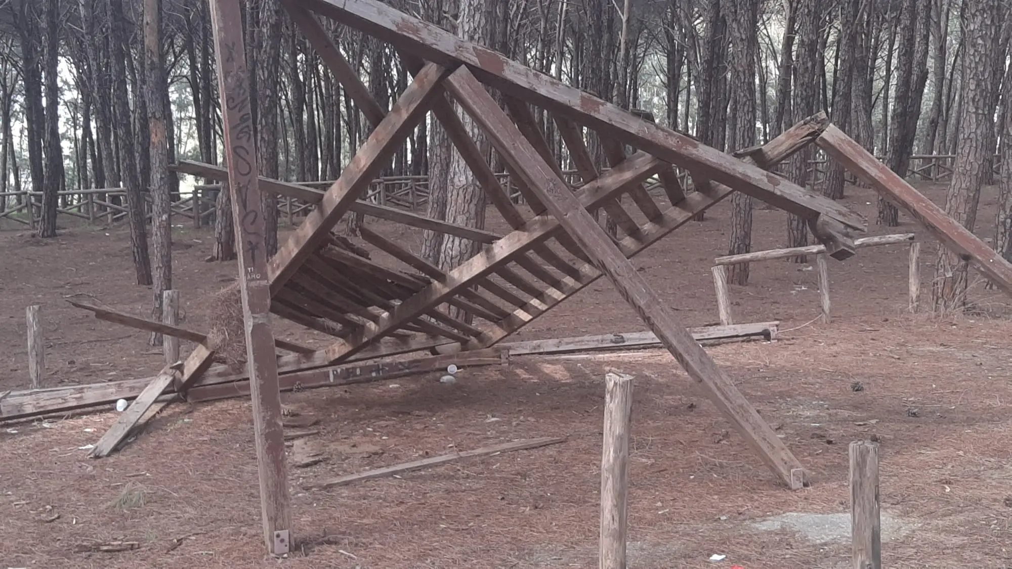 Gazebo caduti e staccionata a pezzi: la Pineta di Giovino reclama sicurezza ed un progetto serio di rilancio