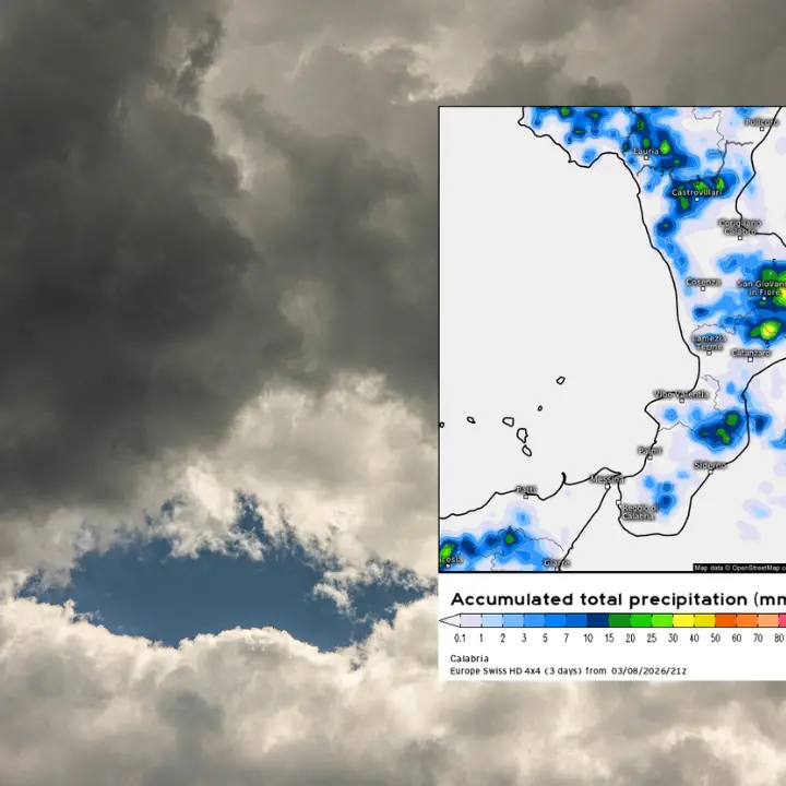 Inizio settimana in Calabria con nuvole e piogge nelle aree interne, migliora in serata\n